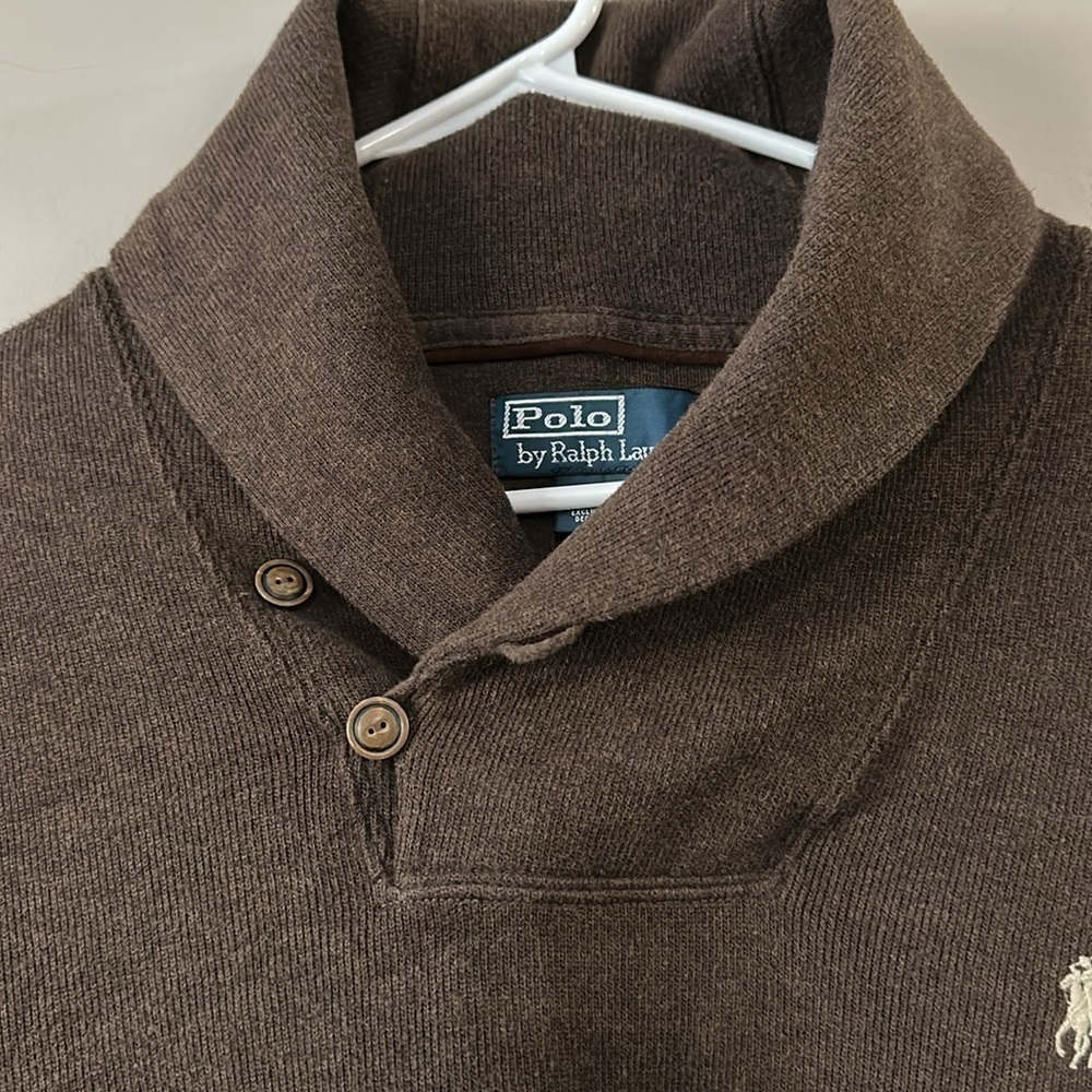 Men’s Ralph Lauren brown elbow patch sweater size large GUC - Picture 2 of 11